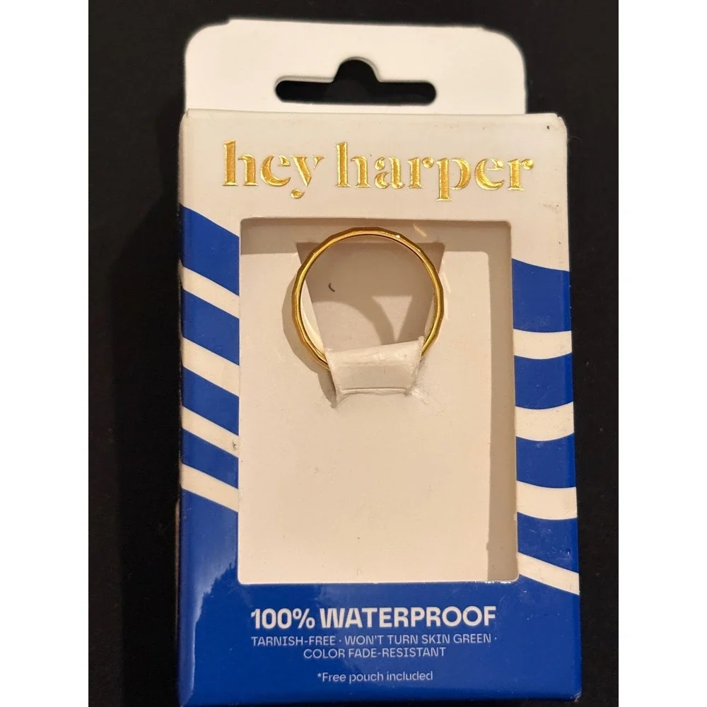Hey Harper Disco Ring Gold Tone Waterproof Tarnish Free Faceted Band Size 8
